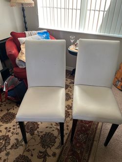 White Faux Leather Dining Chairs – Set of 2