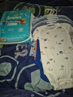 baby boy clothes and size 12 to 18 months and diaper