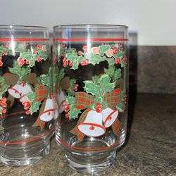 Vintage Christmas Holiday Bell Glasses - Set Of 11 