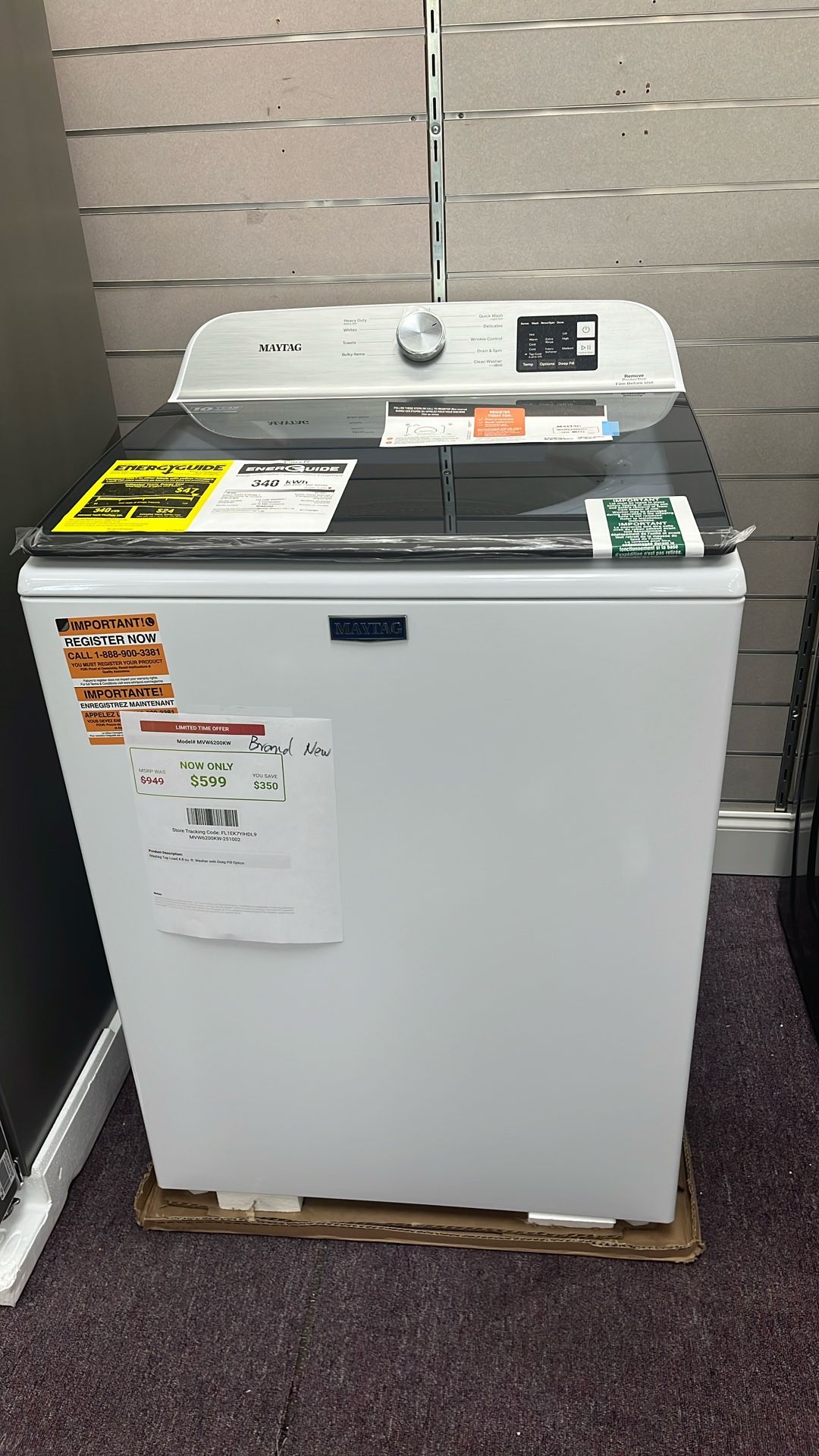 Washer Top Load New 1 Year Warranty 