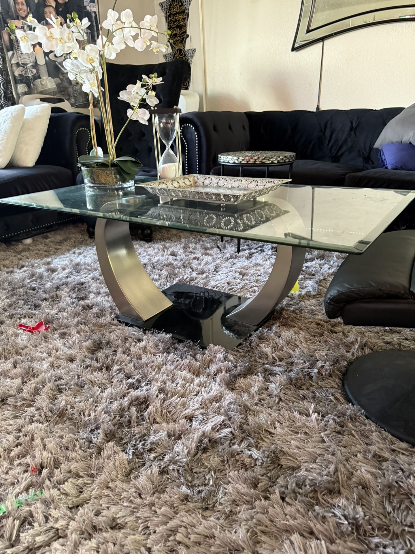 Glass And Chrome Coffee Table