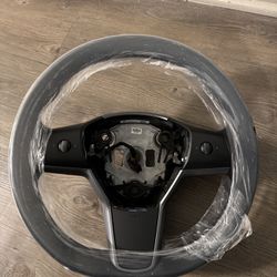 2017-2023 Tesla Model 3 Y Driver Heated Leather Steering Wheel OEM 490214-00-B