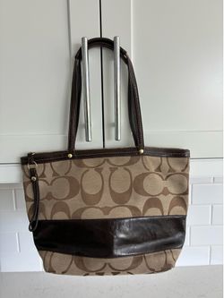 Coach signature stripe tote bag purse
