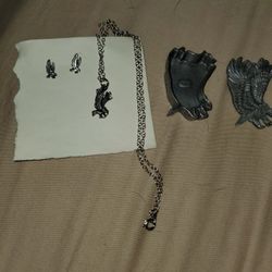 Dragon - Earrings, Necklace, Brooch with Box