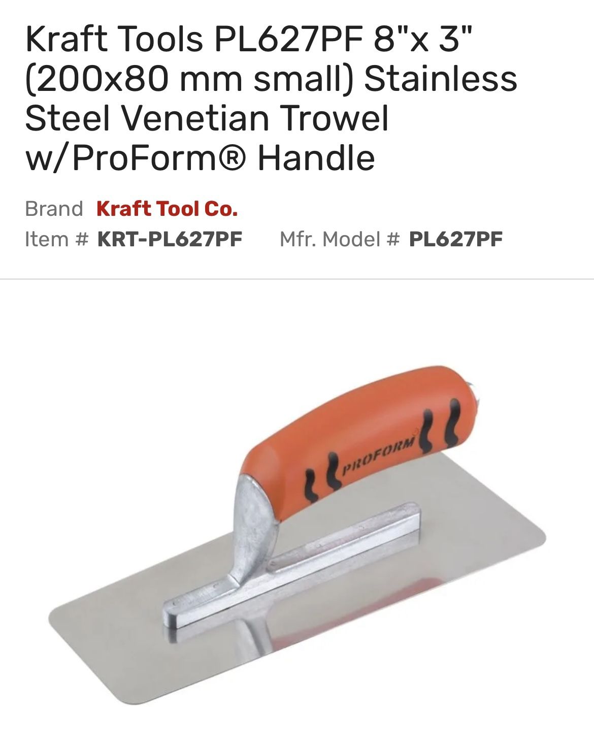 Venetian Trowel Stainless Steel - Like New!