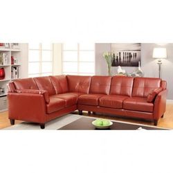 💎MAHOGANY RED SECTIONAL SOFA L SHAPE LEATHERETTE SILLON ROJO SECCIONAL💎