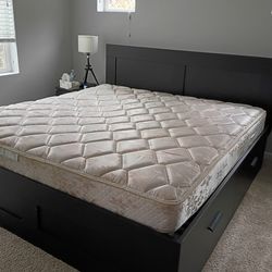 Ikea Brimnes king size bed with headboard and mattress