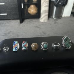 Silver And Turquoise Rings, Each One Individually Priced