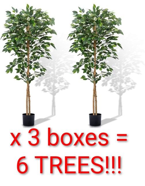SIX New artificial ficus trees two or bulk faux greenery