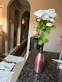 Pink Glitter Decorative Bottle Vase