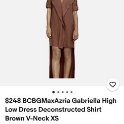 Bcbg High Low Dress 
