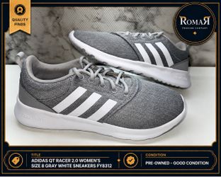 Adidas QT Racer 2.0 Women’s Size 8 Gray White Cloudfoam Sneakers FY8312