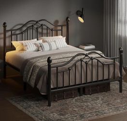 Full size Metal Bed Frame with Classical Headboard