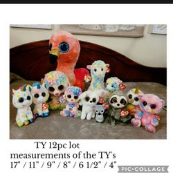 12pc TY Plushie Collection, Being Sold As One Lot 