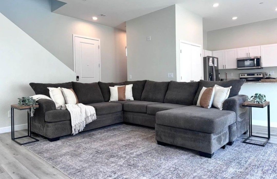 CHARCOAL GREY FAMILY SIZE BRAND NEW SECTIONAL SAME DAY DELIVERY