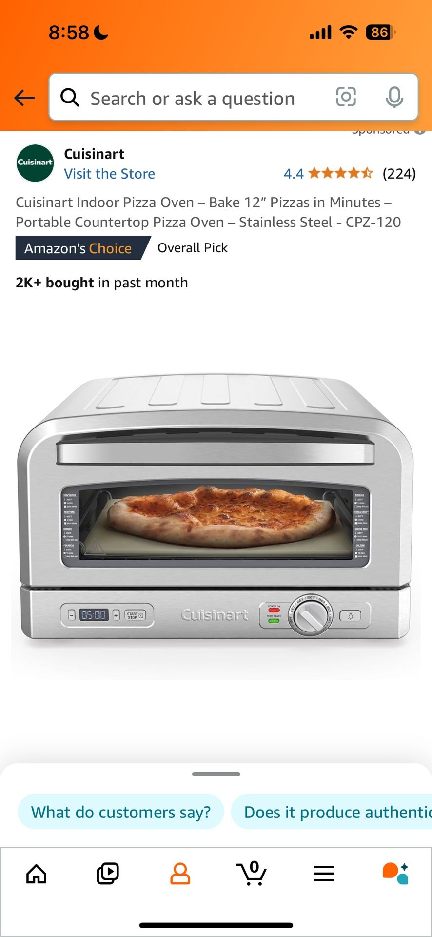 Cuisinart Indoor Pizza Oven 