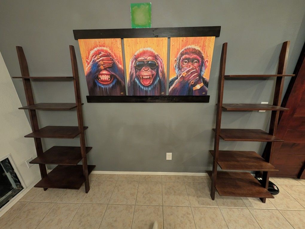 5 Tier Leaning Ladder Bookshelf (Set Of 2)