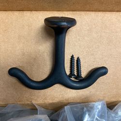 Matte Black Iron Double Prong Hook