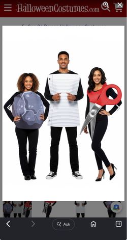 NEW!! Rock Paper Scissors Group Halloween Costume Set