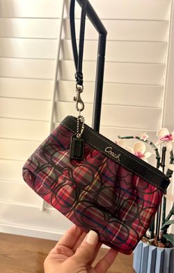 Coach Signature Plaid Wristlet