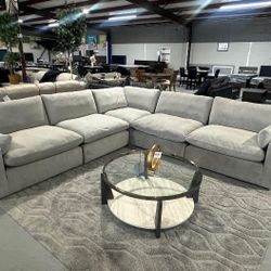 Elyza Linen 5 Piece Modular Sectional ❤️$10 Down Payment Finance ▪️Brand New ▪️# Sofa # Loveseat # Couch # Living Room Set Options Available