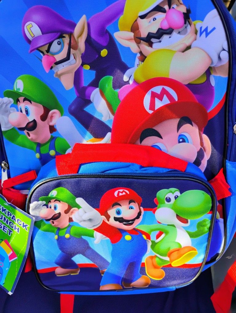Super Mario Lunchbox And Back Pack Set New