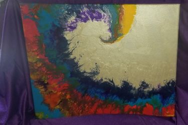 Hand painted original acrylic fluid on wrapped canvas