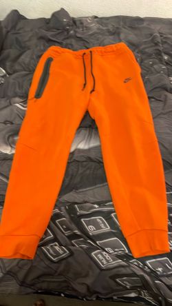 Nike Men’s Orange Solid Jogger Activewear Pants Regular 2XL Drawstring Waist