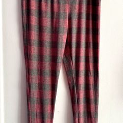 Red Plaid Pajama Pants, Medium 