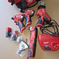 Kit 4 Tool Milwaukee M12 Brushless Battery And Charger 