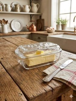 Vintage Luminarc France Farmhouse Arcoroc Glass Cow Butter Cheese Dish Mold