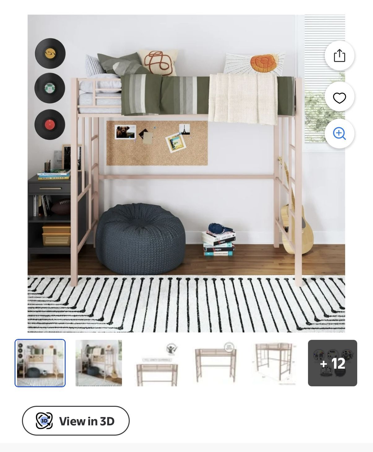 Pink Zone Loft Twin Bunk Bed