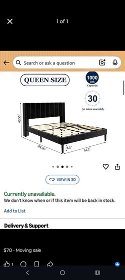 Black Velvet headboard with frame