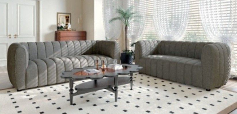 Brand New Grey Contemporary Style Sofa & Loveseat