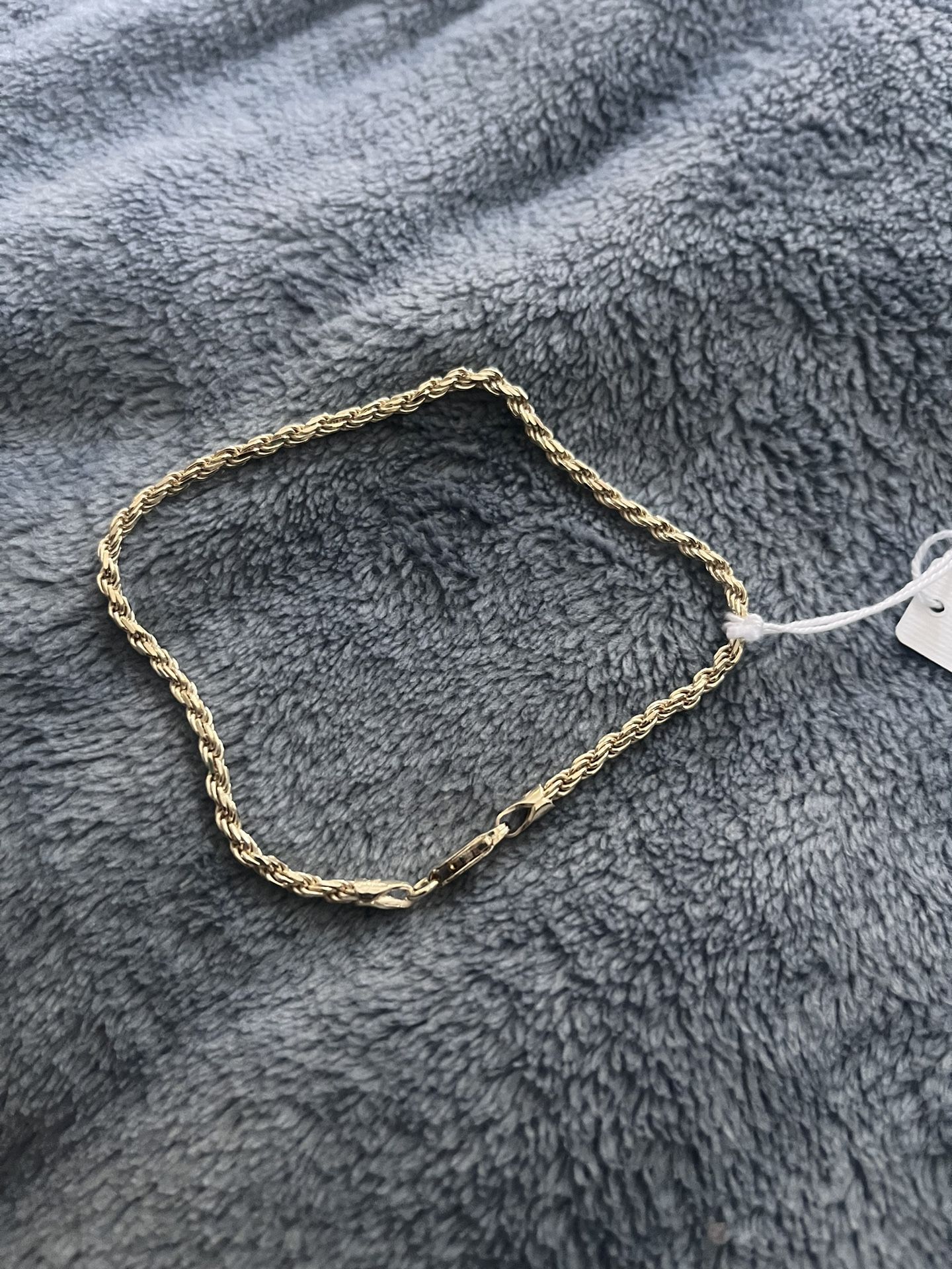 18K Gold Over Sterling Silver Italian 9 Inches Diamond-Cut Braided Rope Chain Anklet Ankle Bracelet for Women Teen Girls, 925 Made in Italy
