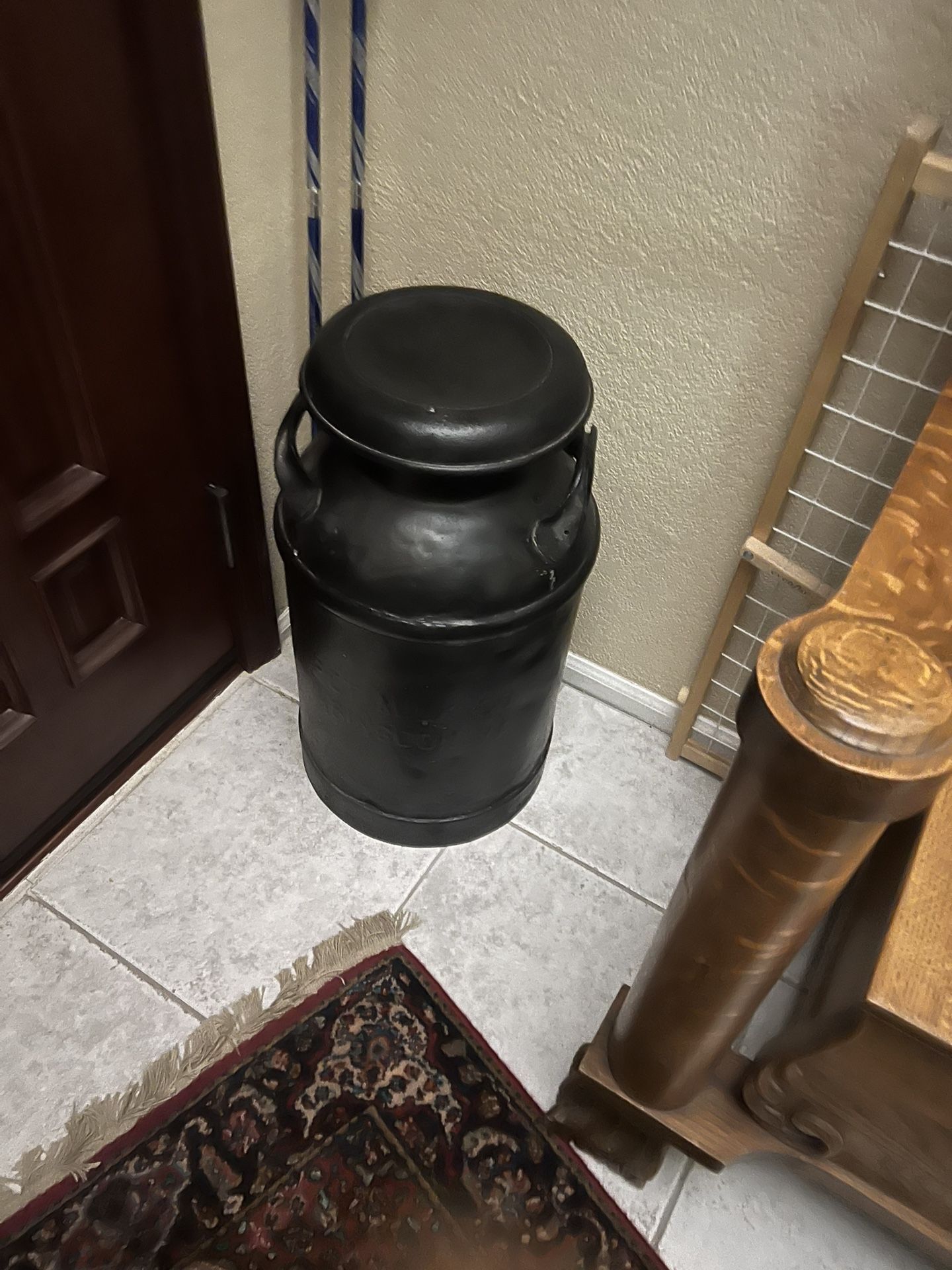 Black Antique metal  milk can 