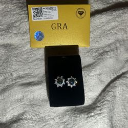 4 carat turquoise flowery shaped Moissanite earrings