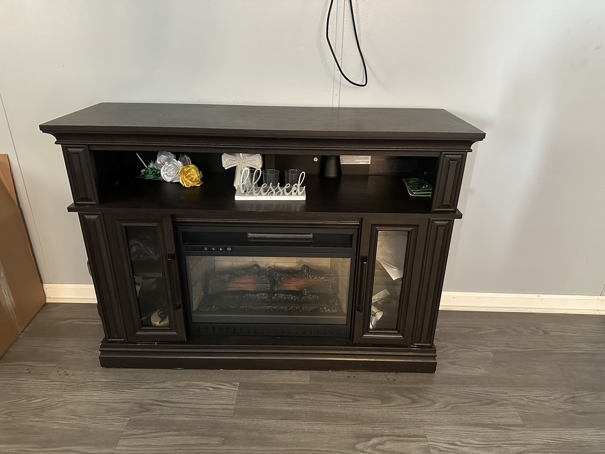 tv stand with fireplace