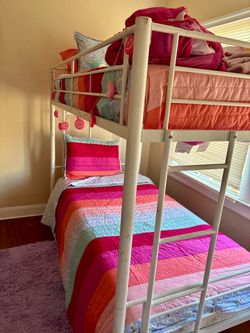White Metal Twin Bunk Bed Frame