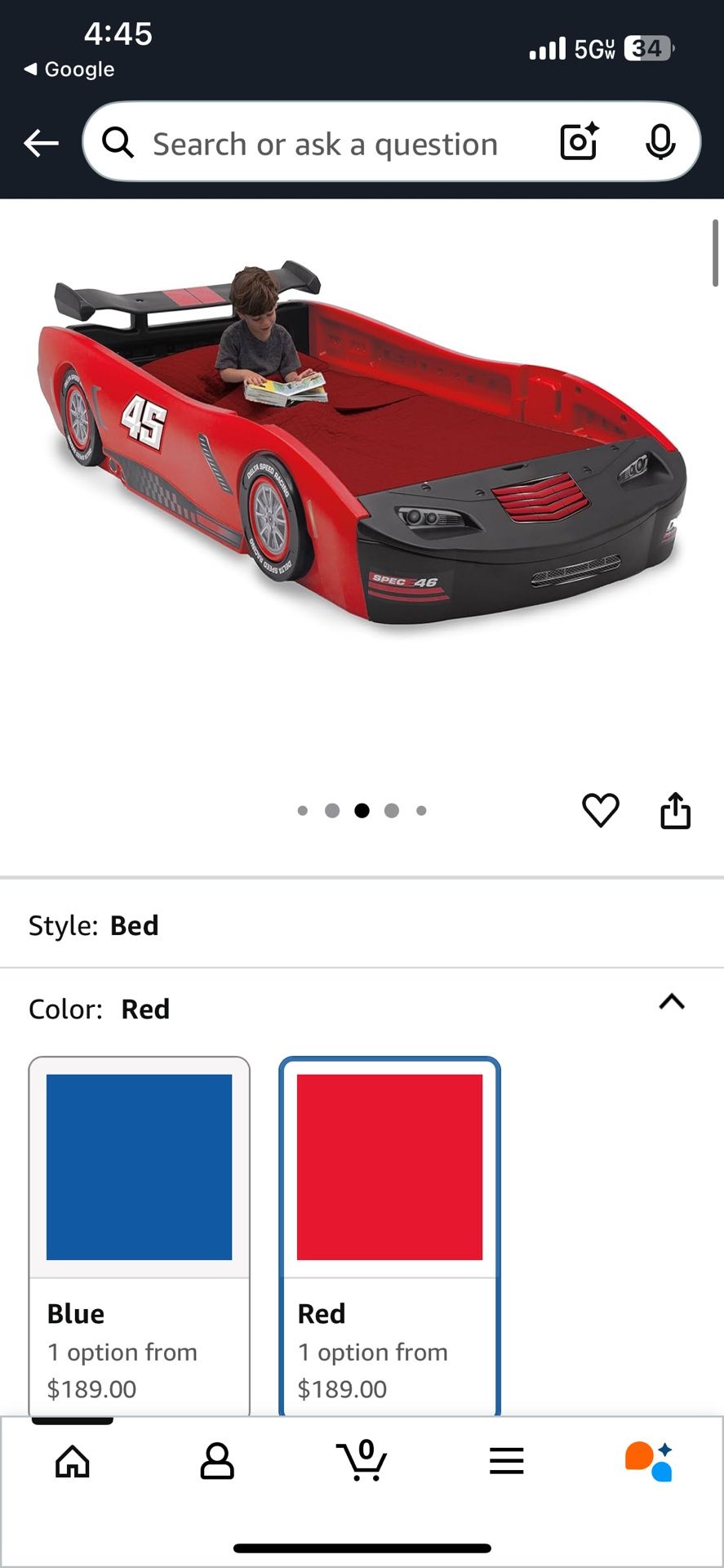 Amazon Little Boys Racecar Bed