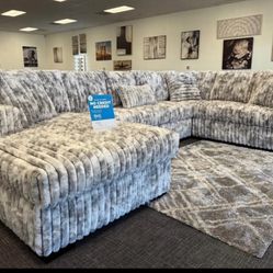 White & Gray XL Corduroy Sofa Sectional Set - Free Delivery Promo 