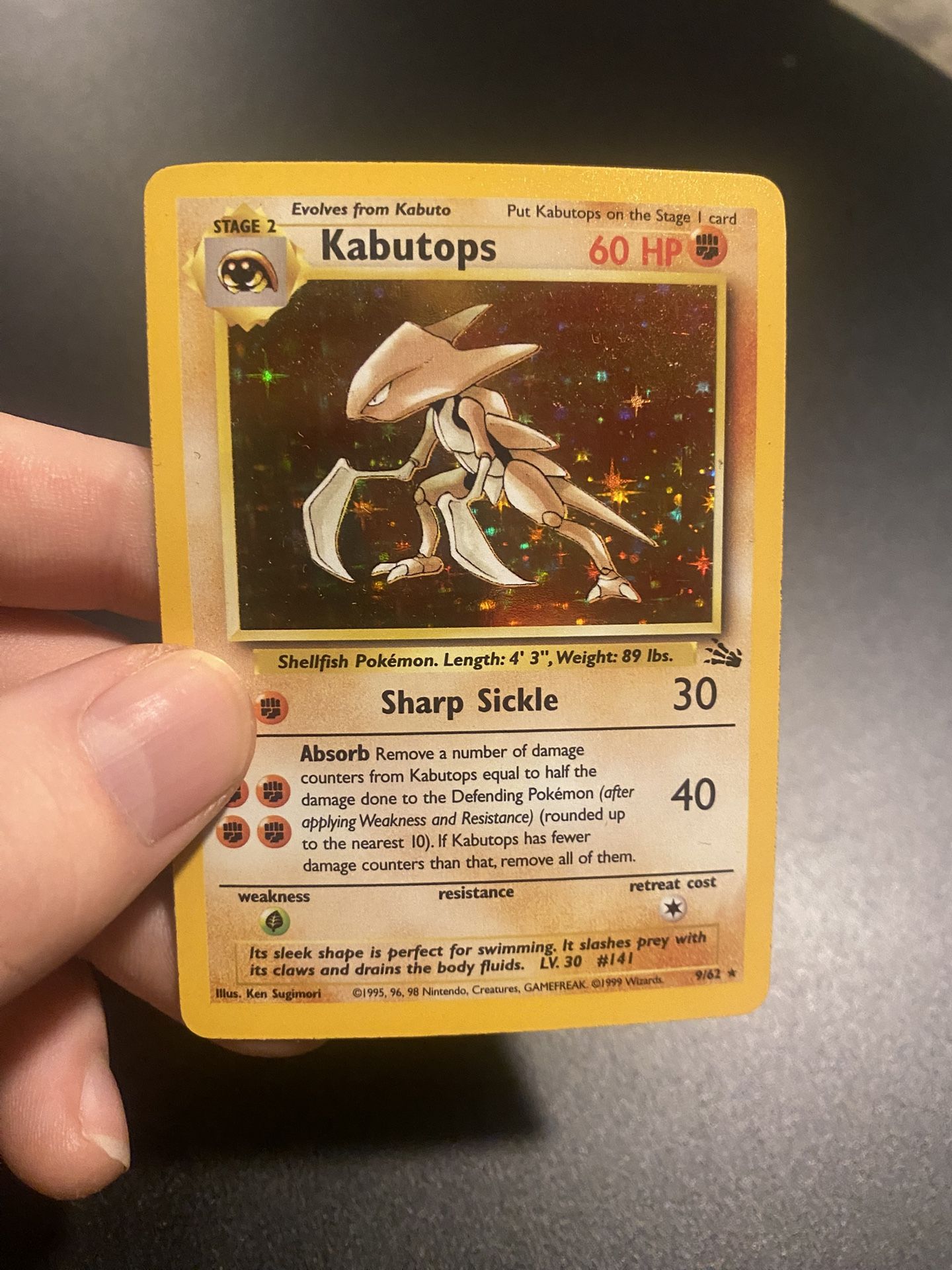 Kabutops Fossil #9 Holographic Pokemon Card