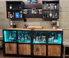 Industrial Mango Wood & Iron Media Cabinet / Sideboard