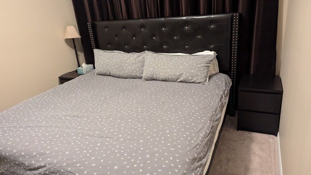King Bed Frame And 2 Twin XL Mattresses