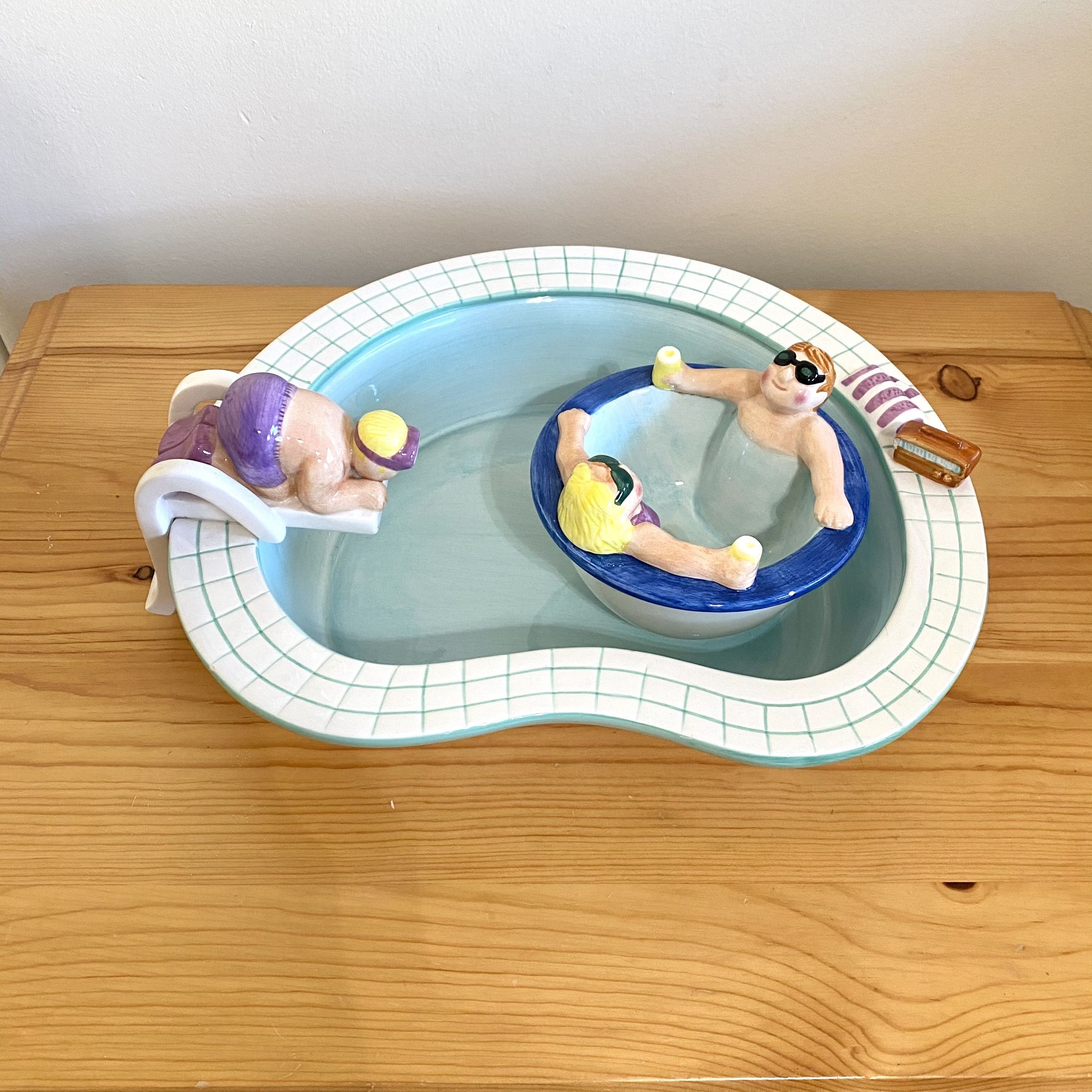 Vintage Lotus 1990s Pool Party Chip And Dip Bowl Set
