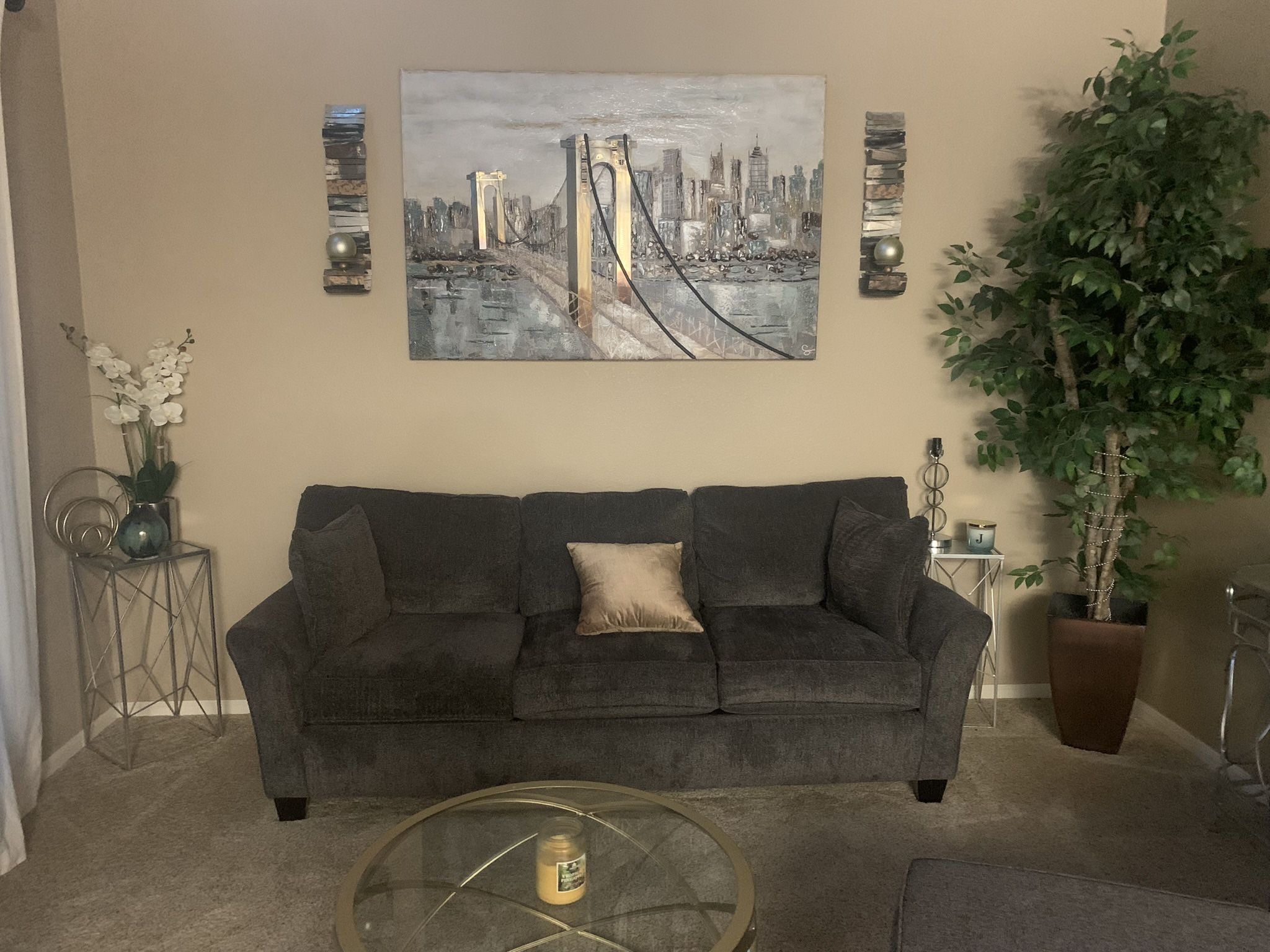 Gray Sofa and Ottoman