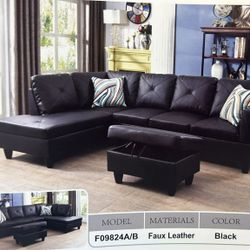 BRAND NEW 3 PIECES SECTIONAL COUCH WITH OTTOMAN IN ORIGINAL BOX