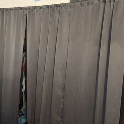 Curtains with rods and fixtures