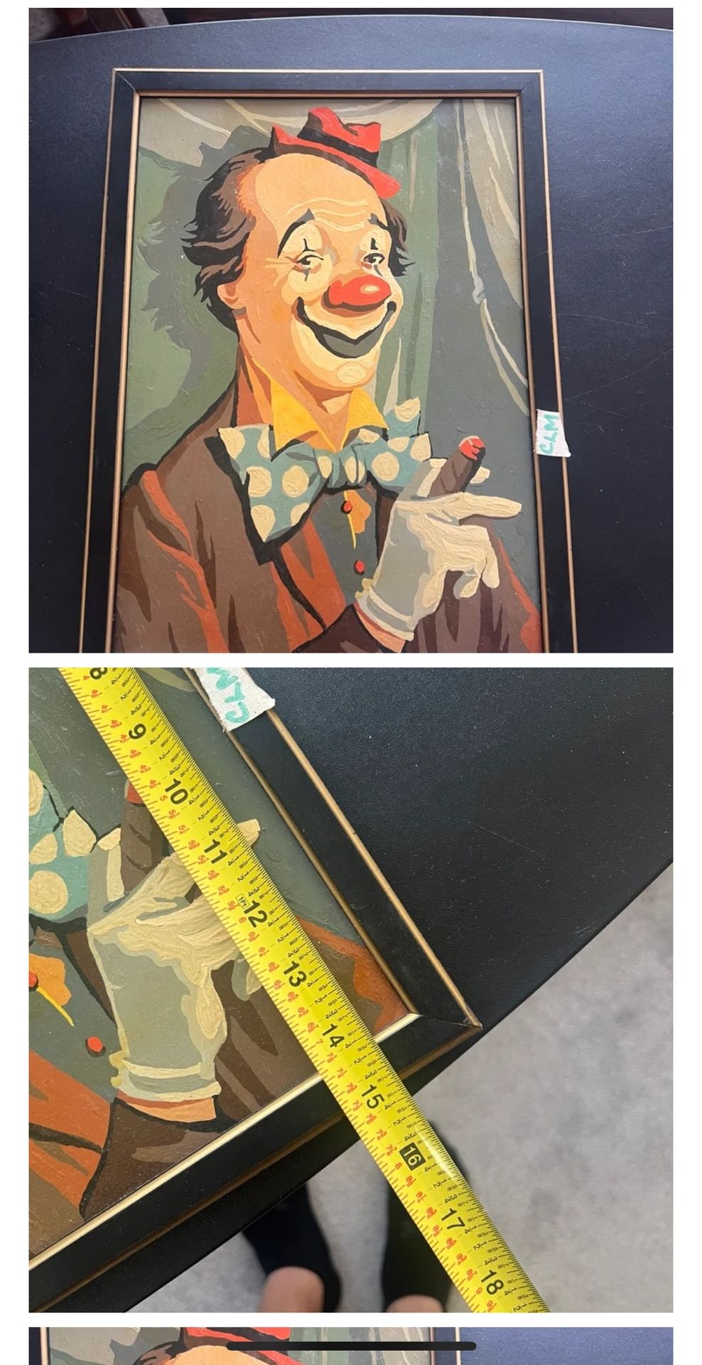 Vintage Paint By Number Clown Painting Circus Kitschy MCM
