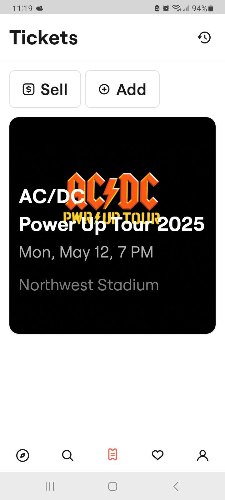 ACDC tickets(2), Concert May 12th Landover M.D.